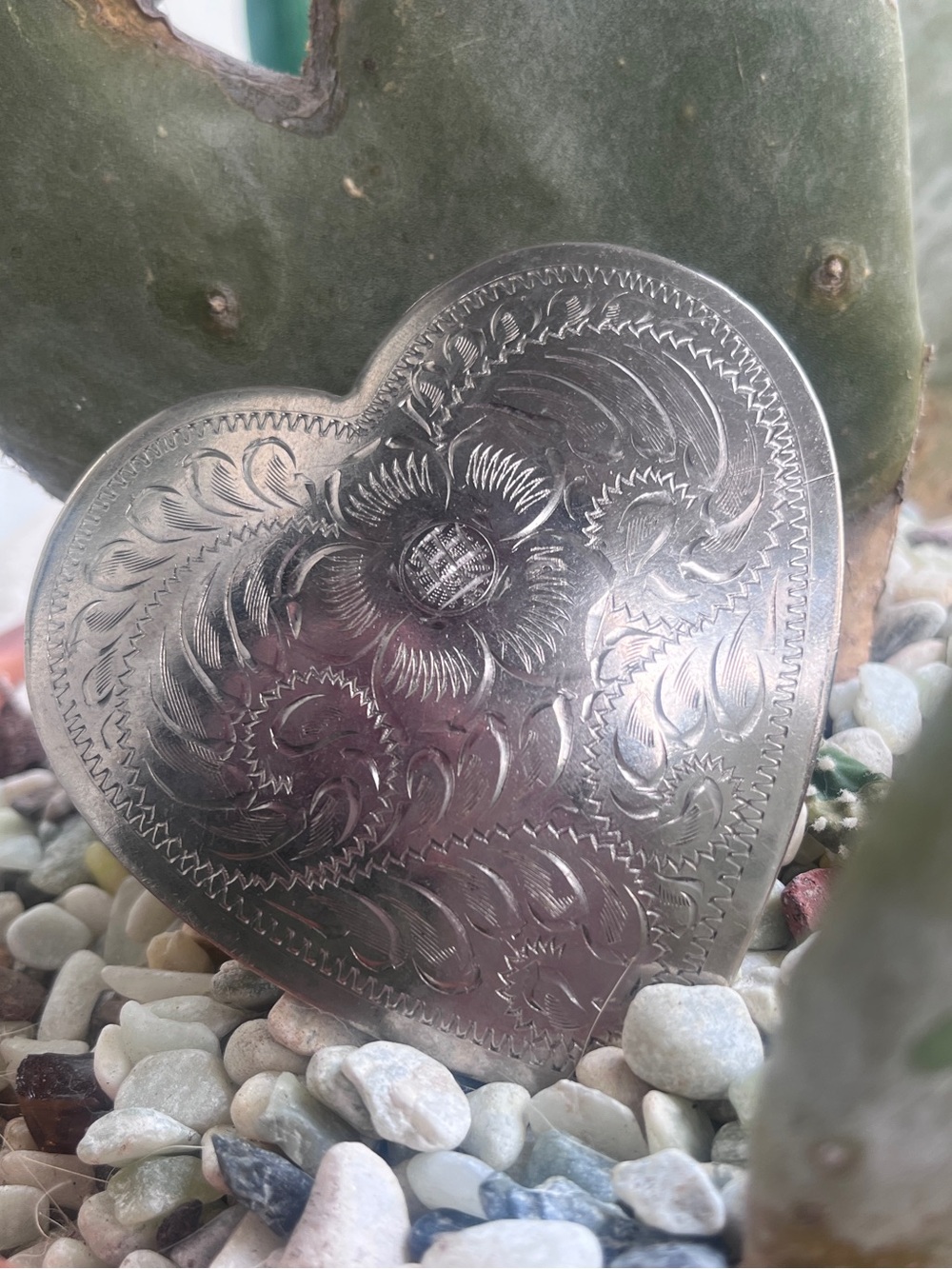 Vintage Heart Belt Buckle - floral - silver
